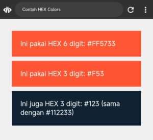 Contoh CSS HEX Colors